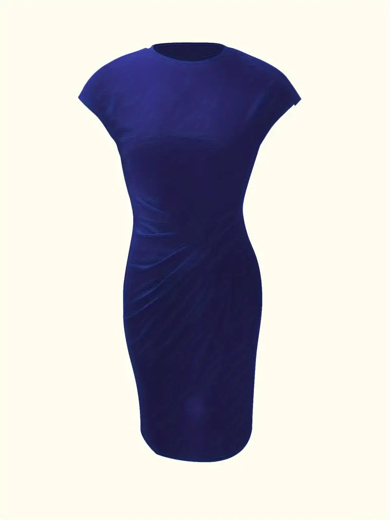 Mylene Women’s Midi Dress – Elegant Round Neck Dress with Flattering Modern Fit