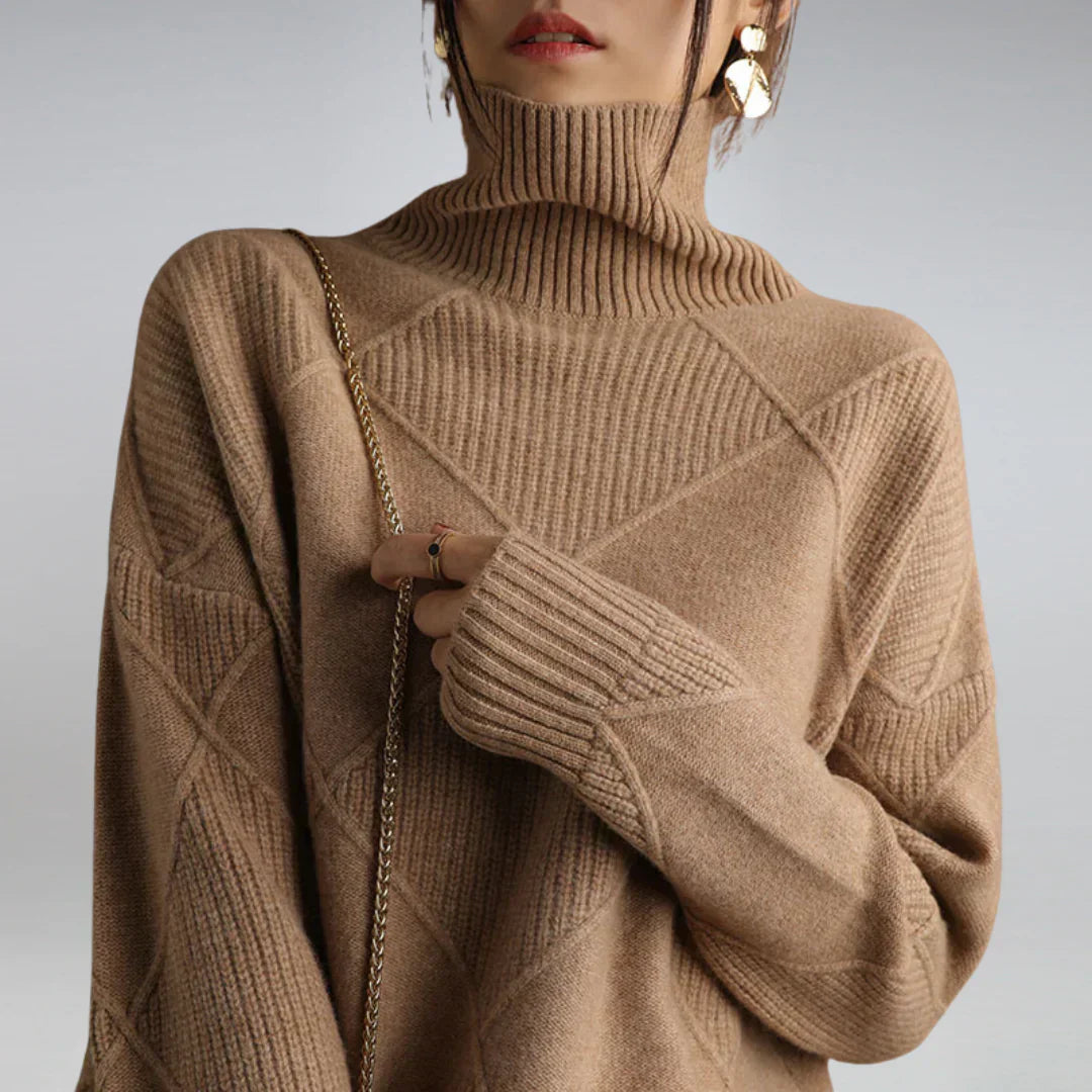 Lydia Women’s Cashmere Turtleneck Sweater – Soft Warm Knit Jumper for Winter Style