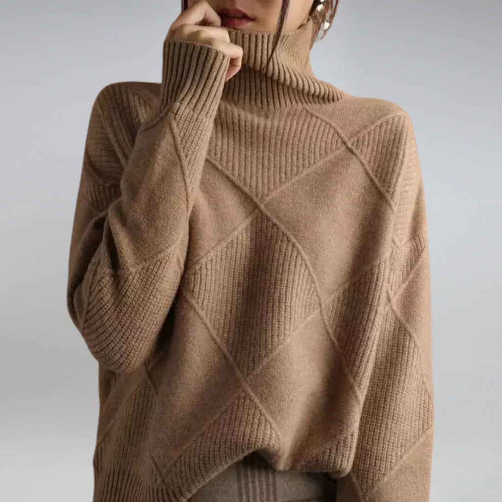 Lydia Women’s Cashmere Turtleneck Sweater – Soft Warm Knit Jumper for Winter Style