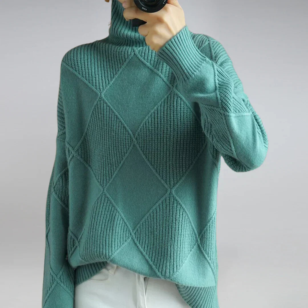 Lydia Women’s Cashmere Turtleneck Sweater – Soft Warm Knit Jumper for Winter Style