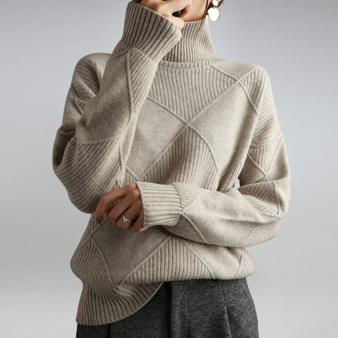 Lydia Women’s Cashmere Turtleneck Sweater – Soft Warm Knit Jumper for Winter Style