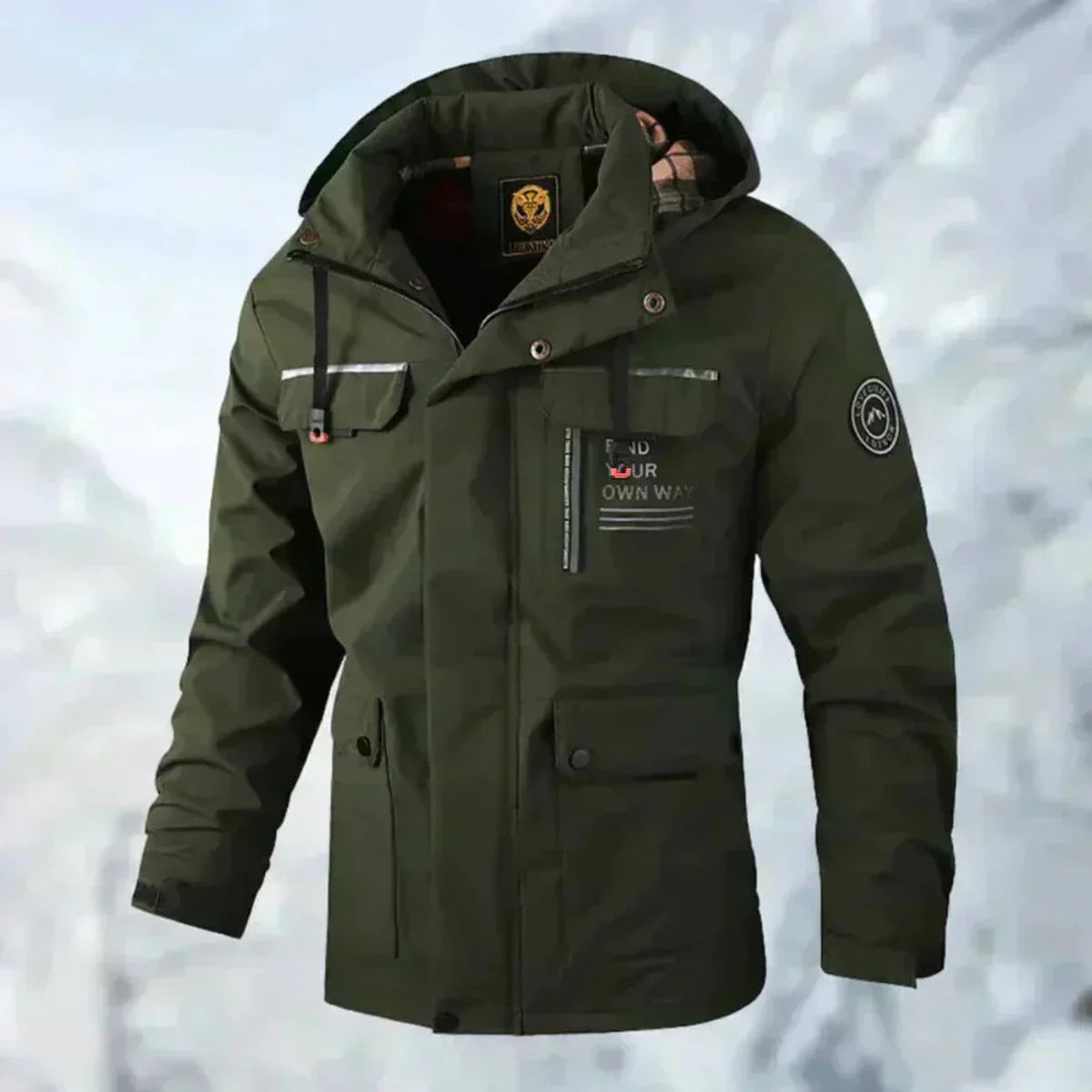 Erwin Men’s Waterproof Jacket – Windproof Hooded Winter Coat with Utility Pockets