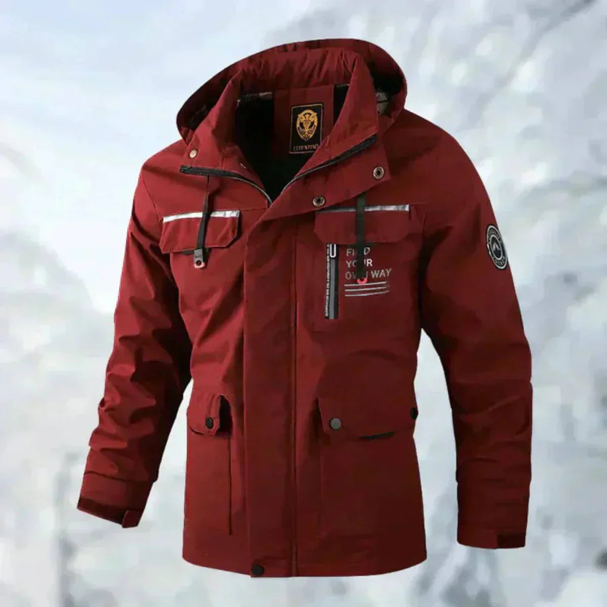 Erwin Men’s Waterproof Jacket – Windproof Hooded Winter Coat with Utility Pockets