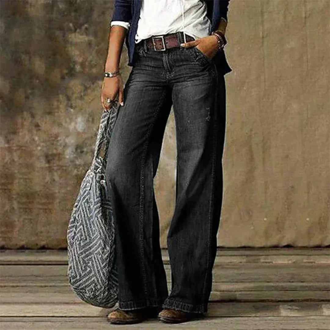 Emie Women’s Low Waist Jeans – Vintage Stretch Denim Trousers with Slim Fit