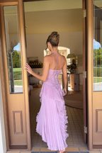 Guendalina Women’s Pleated Maxi Dress – Elegant Halter Neck Evening Gown