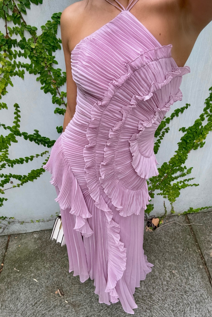 Guendalina Women’s Pleated Maxi Dress – Elegant Halter Neck Evening Gown