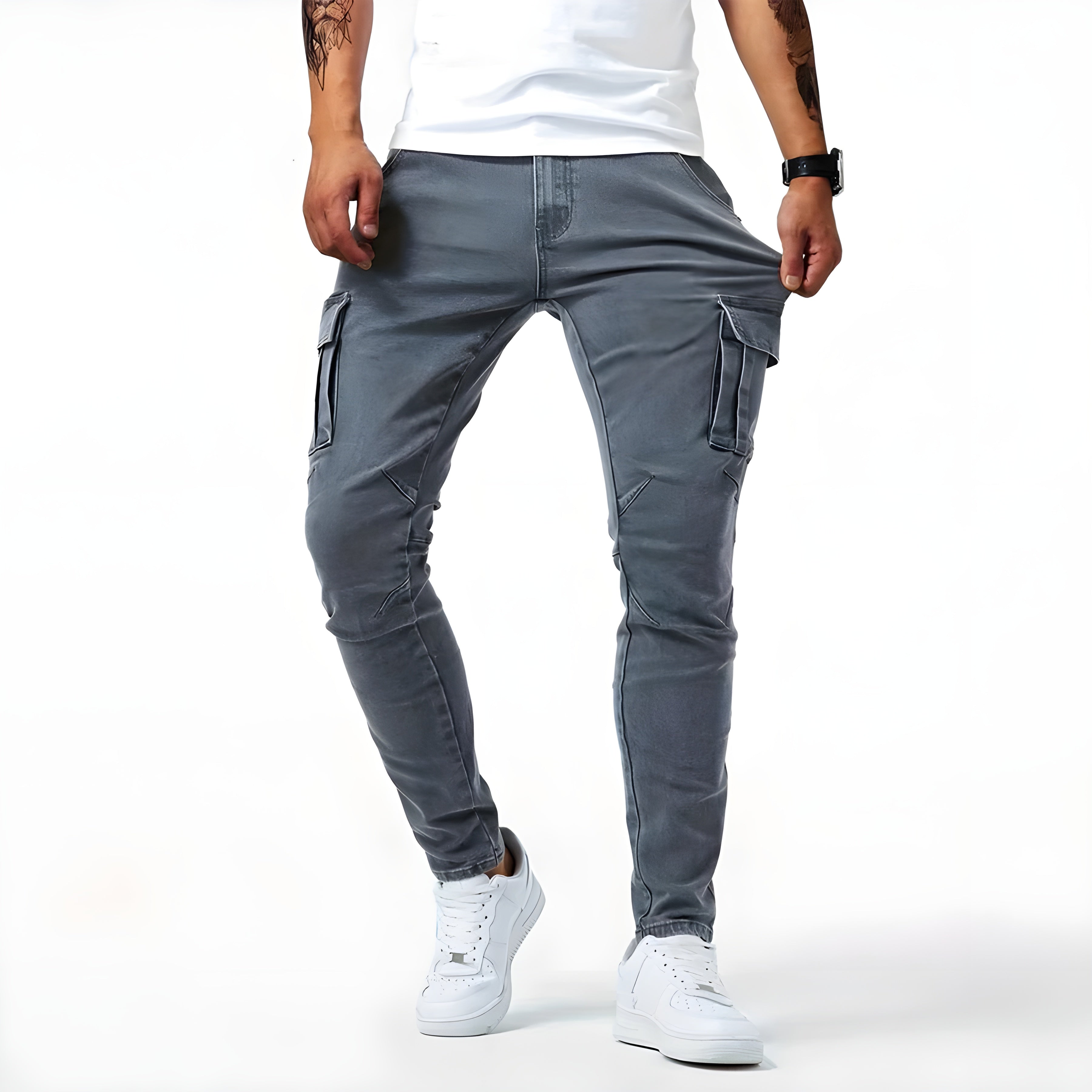 Francois Men’s Cargo Jeans – Stretch Denim Trousers with Modern Utility Pockets