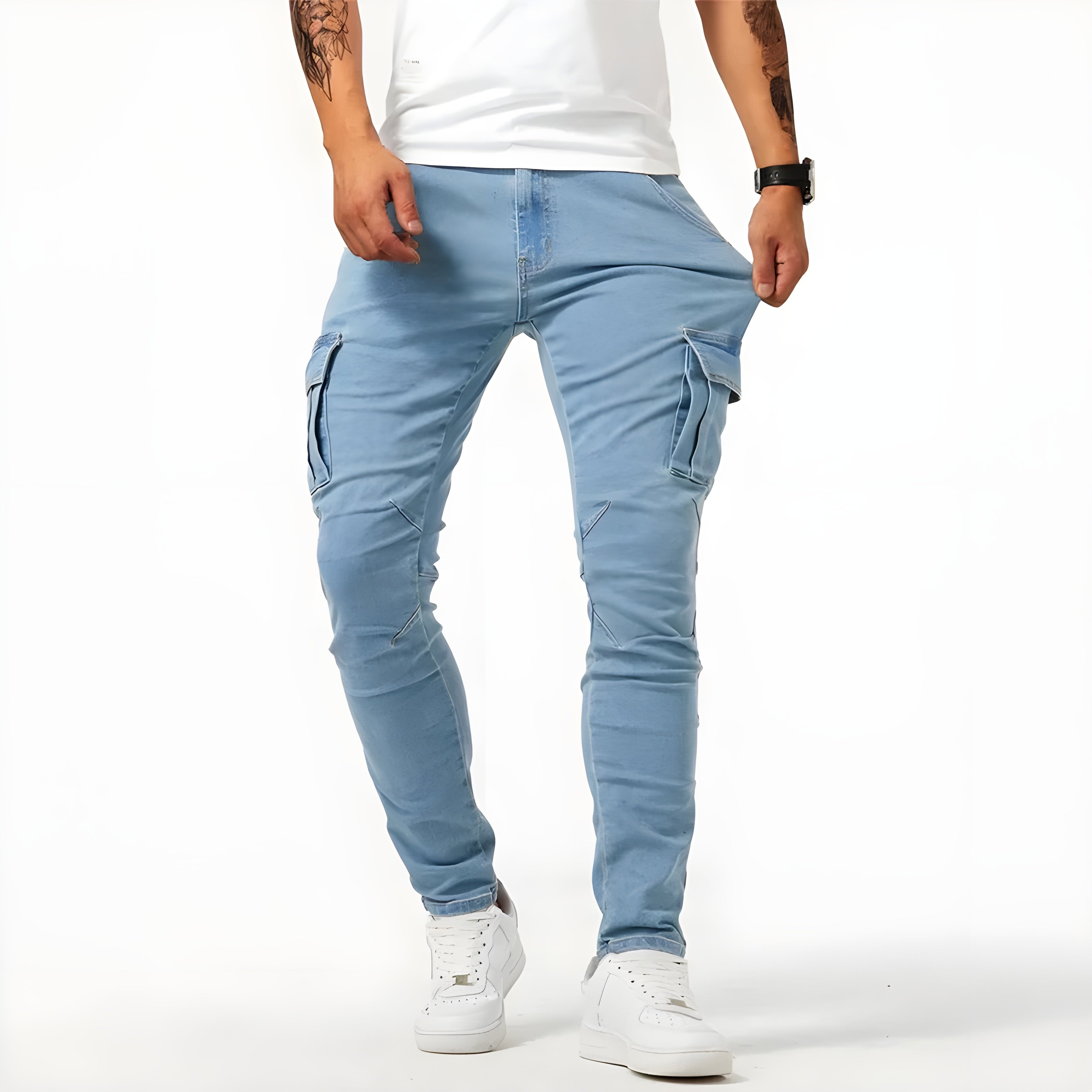 Francois Men’s Cargo Jeans – Stretch Denim Trousers with Modern Utility Pockets