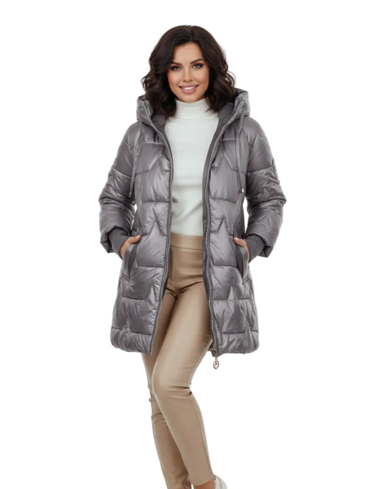 Charlie Women’s Winter Coat – Hooded Cotton Blend Jacket with Elegant Classic Fit