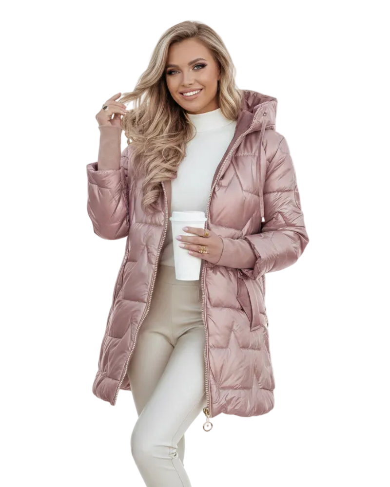 Charlie Women’s Winter Coat – Hooded Cotton Blend Jacket with Elegant Classic Fit