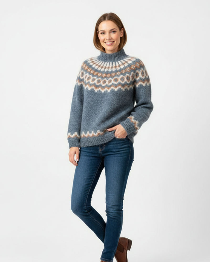 Yssa Women’s Icelandic Mohair Jumper – Nordic Knit Sweater with Relaxed Fit