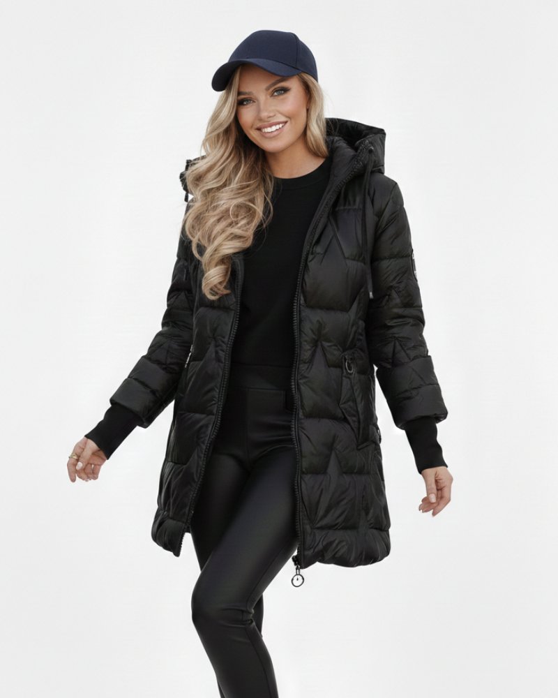 Charlie Women’s Winter Coat – Hooded Cotton Blend Jacket with Elegant Classic Fit