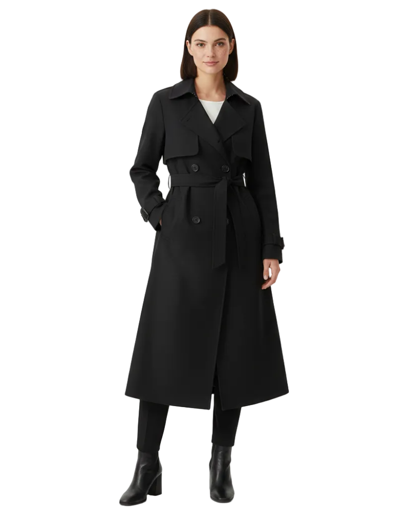 Charlie Women’s Trench Coat – Elegant Belted Double-Breasted Mid-Length Jacket