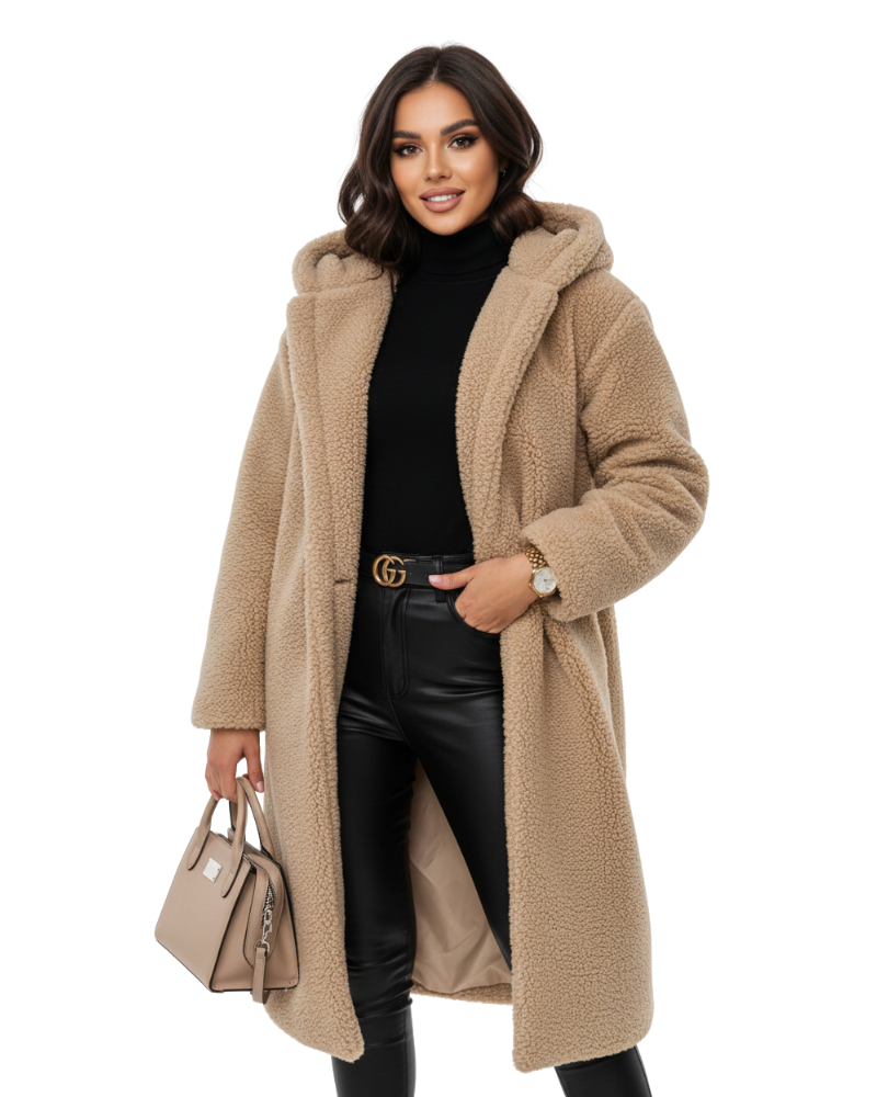 Nelia Women’s Teddy Coat – Oversized Soft Wool Blend Winter Jacket with Cozy Fit