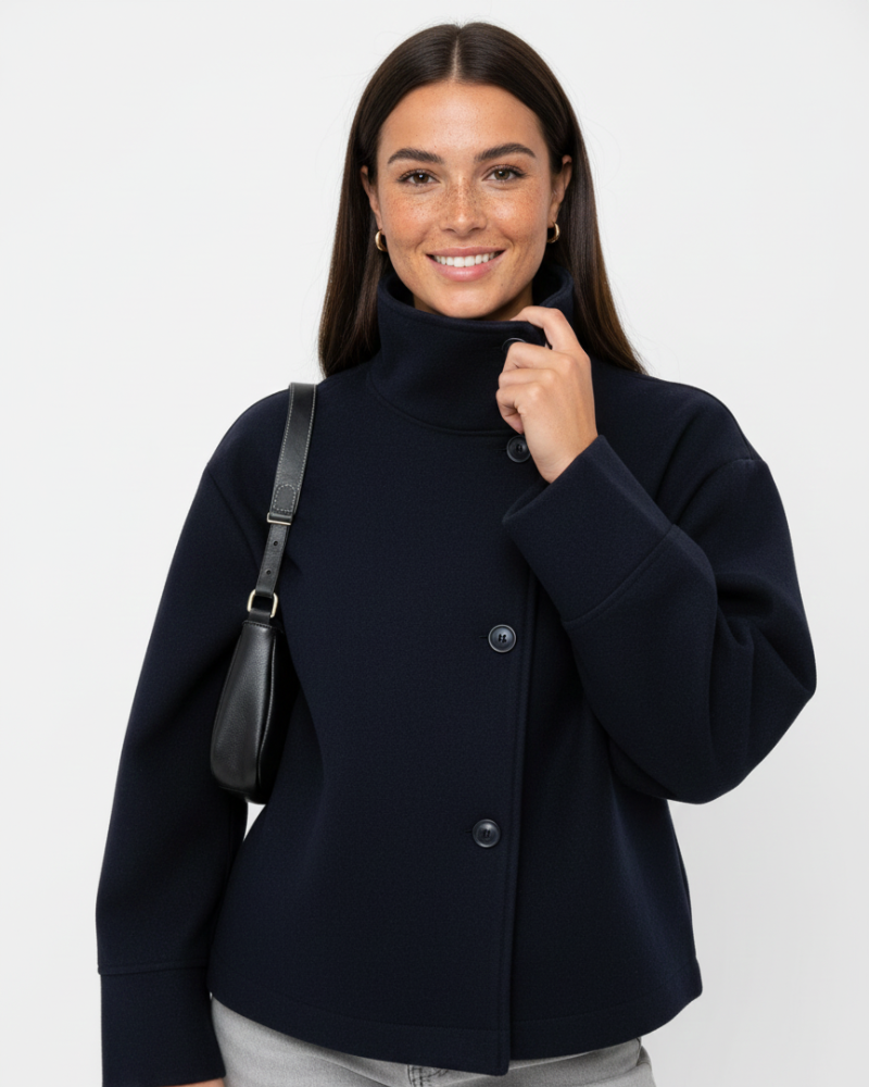 Yara Women’s Cropped Jacket – Elegant High Neck Autumn Jacket with Tailored Fit