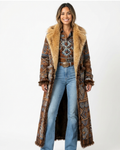 Isabella Women’s Boho Long Coat – Ethnic Winter Jacket with Faux Fur Collar