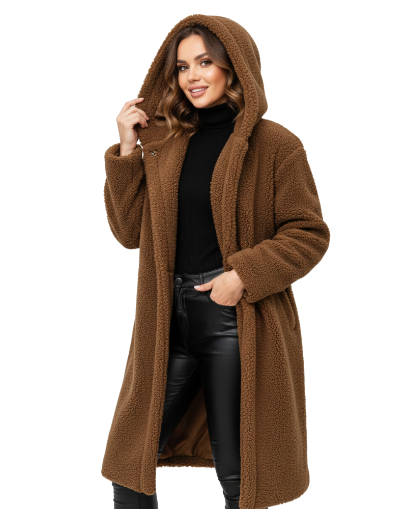 Nelia Women’s Teddy Coat – Oversized Soft Wool Blend Winter Jacket with Cozy Fit