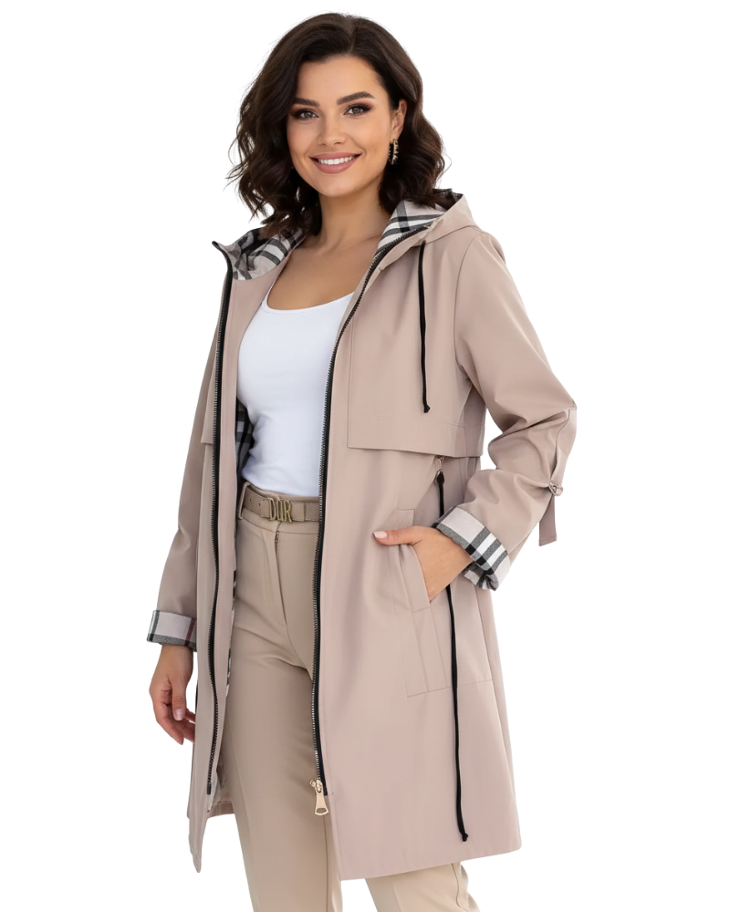Alyssa Women’s Waterproof Coat – Windproof Hooded Jacket with Elegant Slim Fit