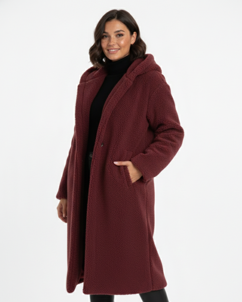 Nelia Women’s Teddy Coat – Oversized Soft Wool Blend Winter Jacket with Cozy Fit
