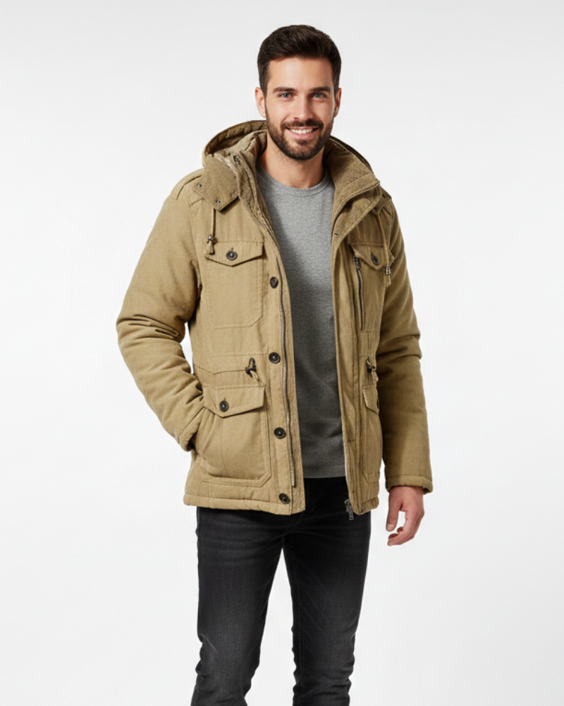 Oliver Men’s Waterproof Winter Jacket – Thermal Fleece Coat with Removable Hood