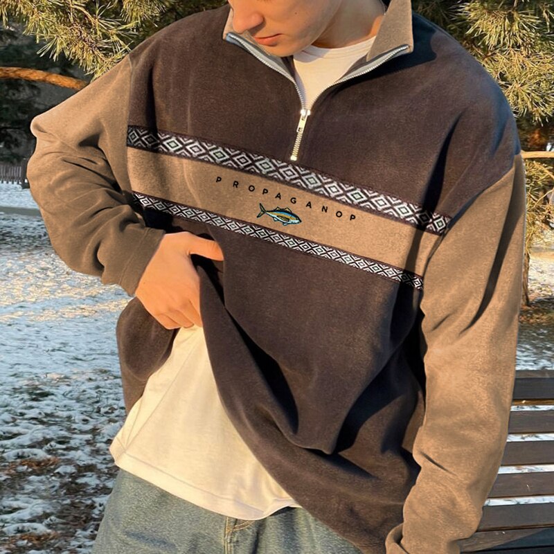 John Men’s Retro Zip Jumper – Classic Autumn Winter Sweater with Modern Fit