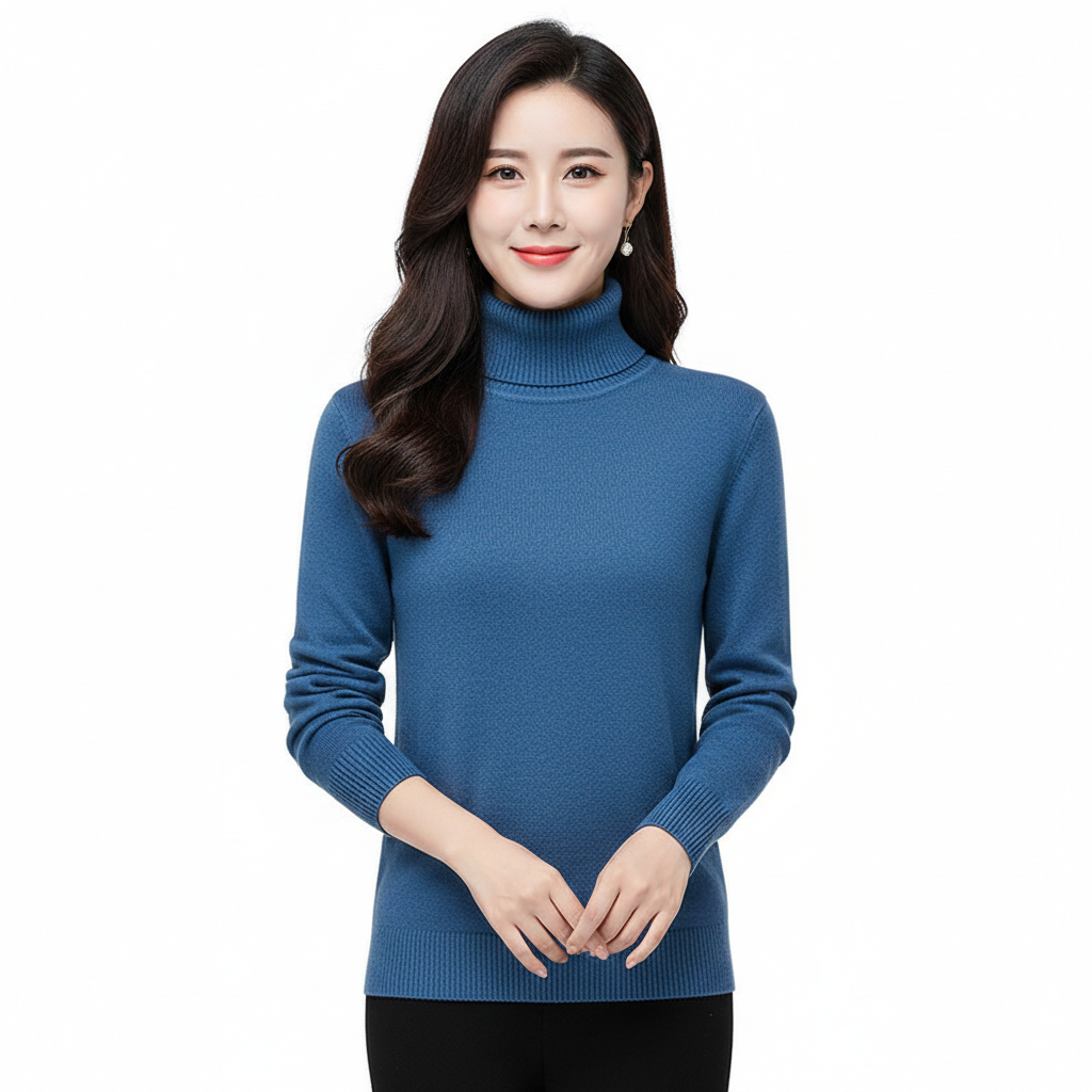 Léa Women’s Cashmere Turtleneck Sweater – Soft Elegant Slim Fit Knit Pullover