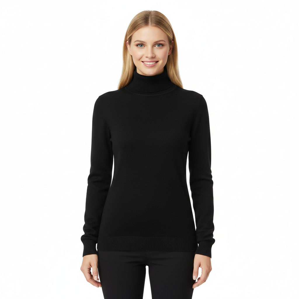 Léa Women’s Cashmere Turtleneck Sweater – Soft Elegant Slim Fit Knit Pullover