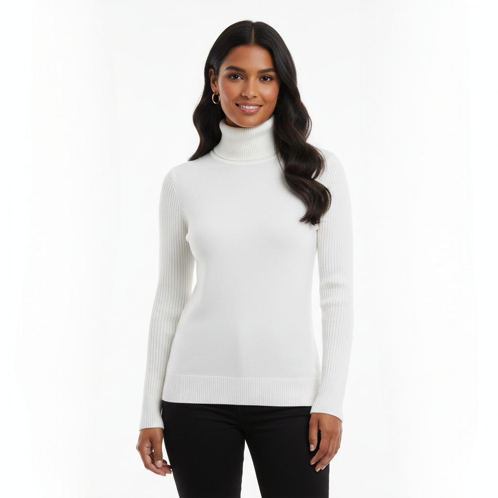 Léa Women’s Cashmere Turtleneck Sweater – Soft Elegant Slim Fit Knit Pullover