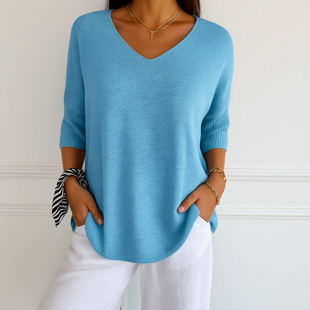 Coraline Women’s V-Neck Jumper – Soft Fine Knit Sweater with Elegant Slim Fit