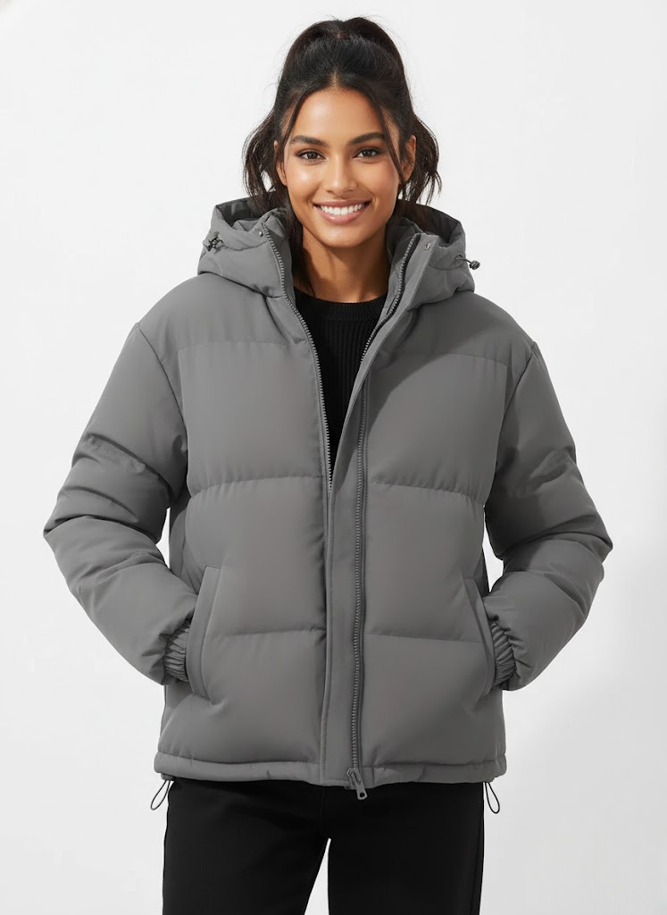 Lilah Women’s Lightweight Puffer Jacket – Warm Hooded Winter Coat with Zip Closure