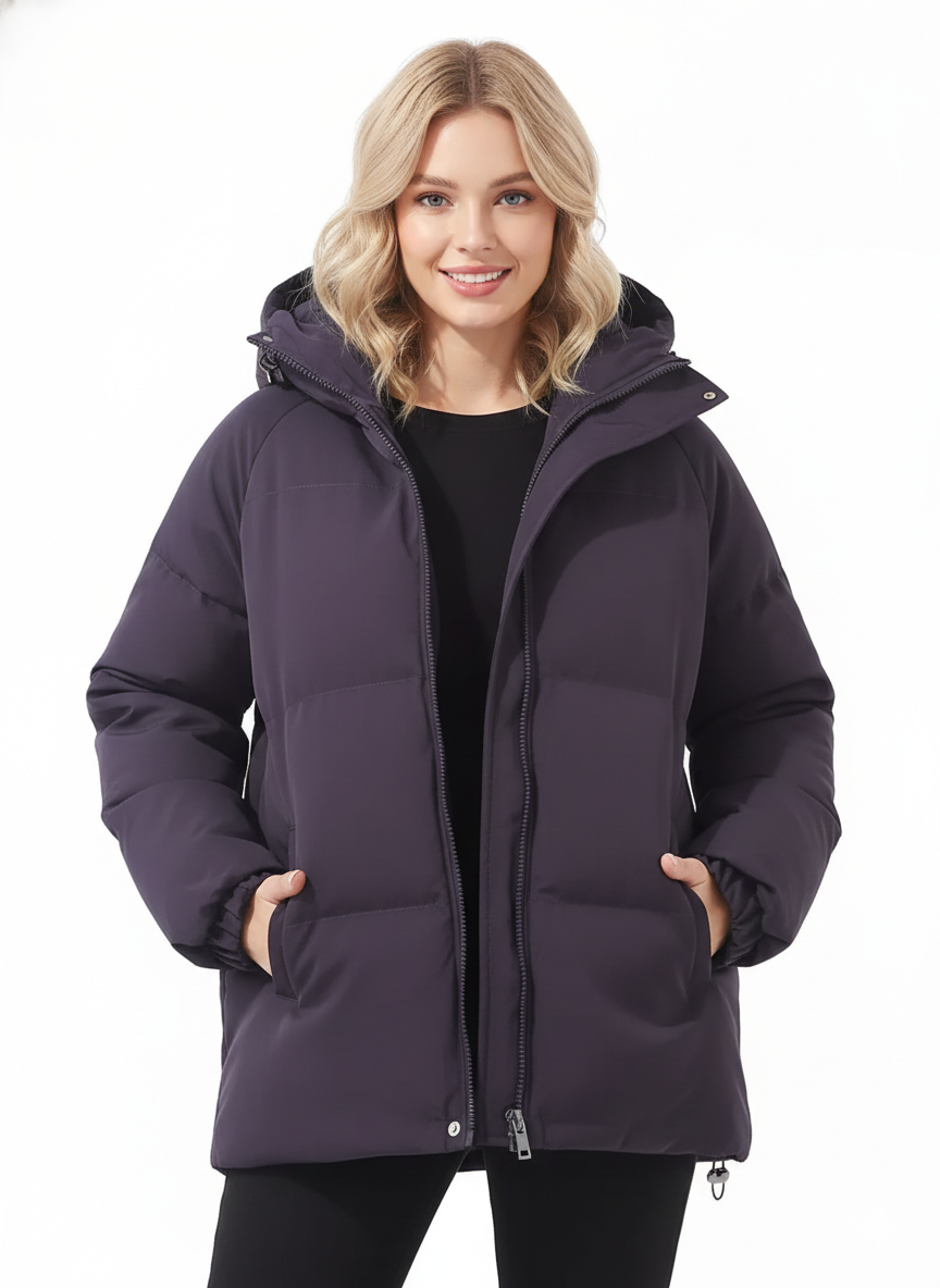 Lilah Women’s Lightweight Puffer Jacket – Warm Hooded Winter Coat with Zip Closure