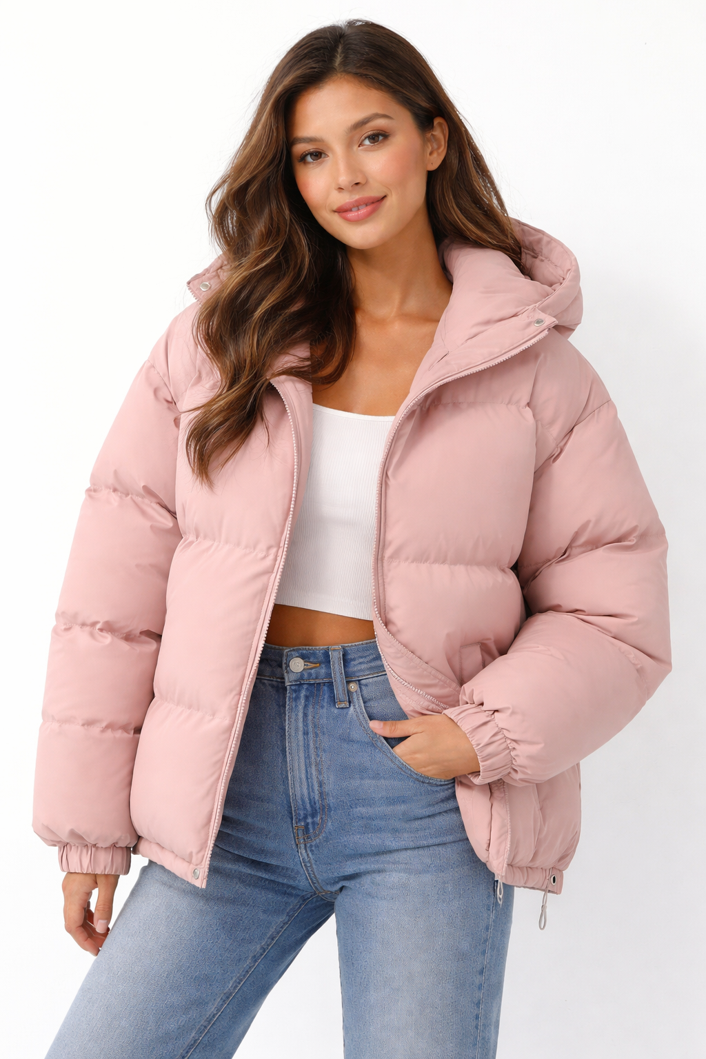 Lilah Women’s Lightweight Puffer Jacket – Warm Hooded Winter Coat with Zip Closure