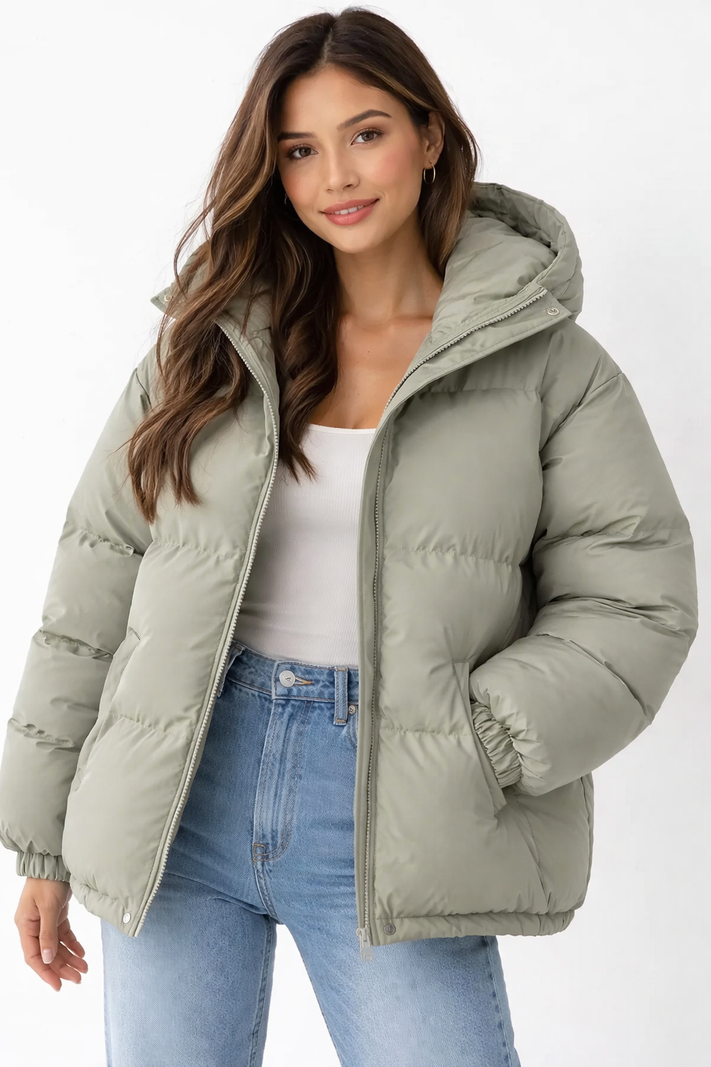 Lilah Women’s Lightweight Puffer Jacket – Warm Hooded Winter Coat with Zip Closure