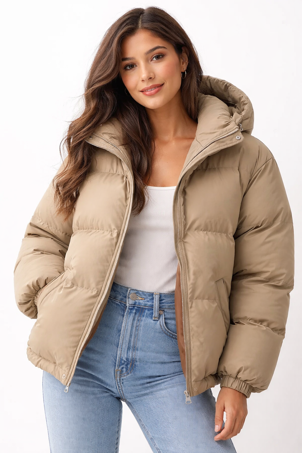 Lilah Women’s Lightweight Puffer Jacket – Warm Hooded Winter Coat with Zip Closure