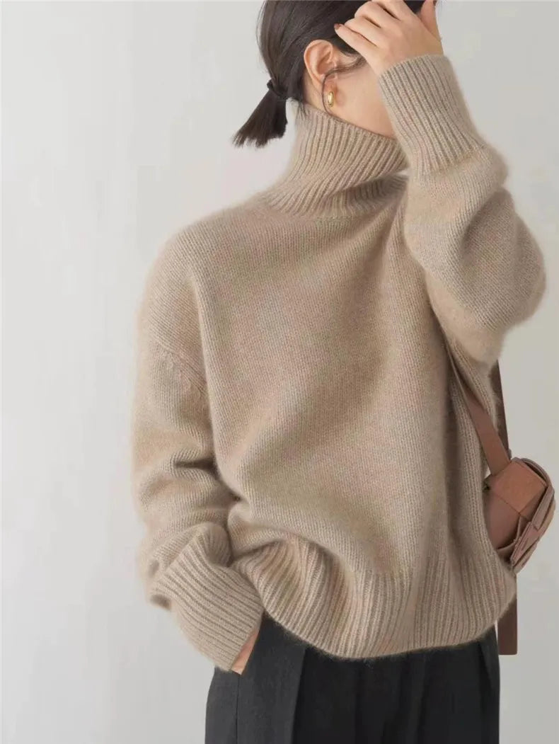 Lynn Women’s Wool Turtleneck Sweater – Soft Warm Knit Jumper for Elegant Winter Style