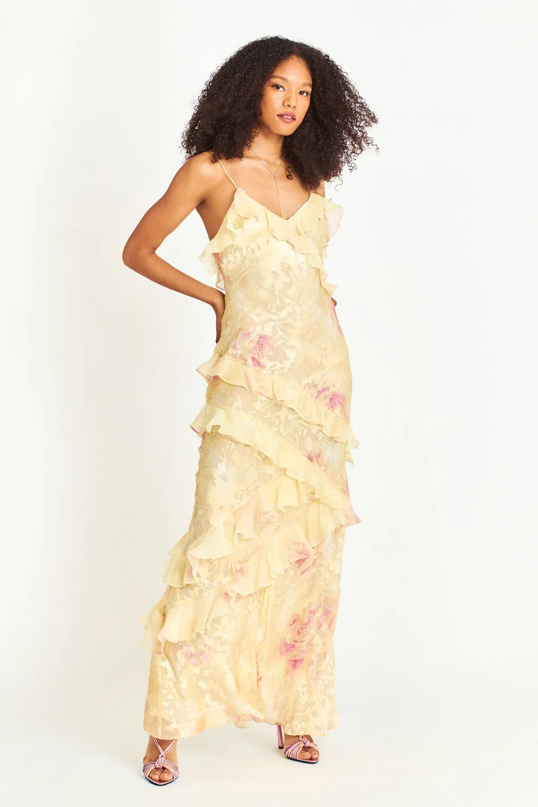 Estella Women’s Maxi Dress – Elegant Backless Ruffle Evening Dress with Flowing Fit