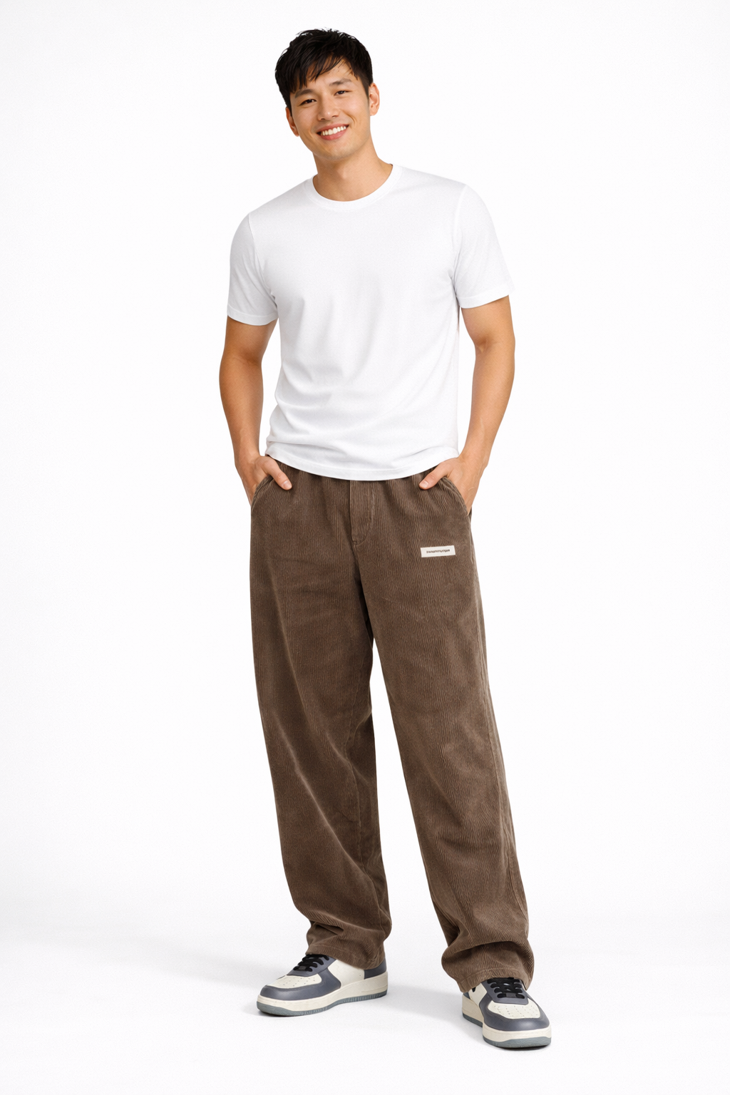 Noahry Men’s Corduroy Trousers – Loose Fit Straight Leg Streetwear Pants with Drawstring