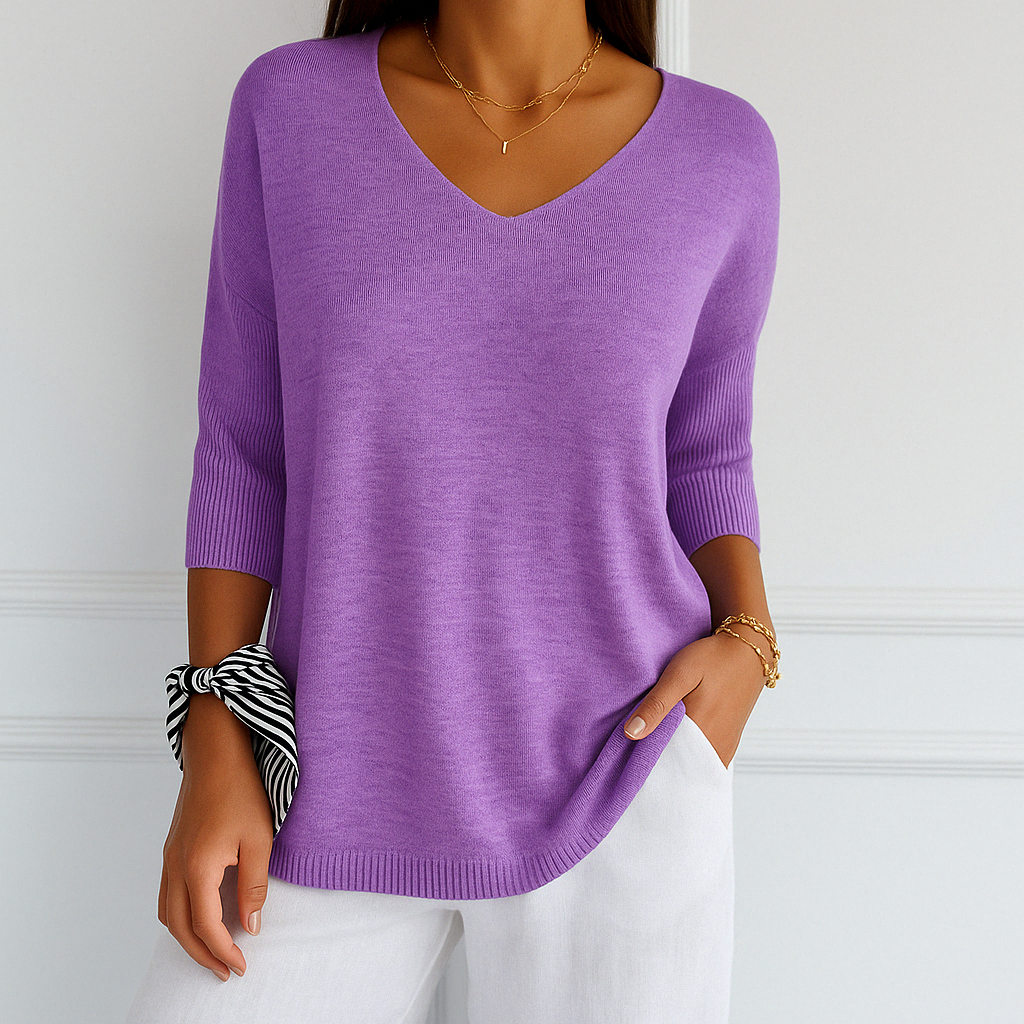 Coraline Women’s V-Neck Jumper – Soft Fine Knit Sweater with Elegant Slim Fit