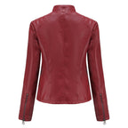 Andrijana Women’s Leather Jacket – Slim Fit Biker Jacket with Zip & Stand Collar