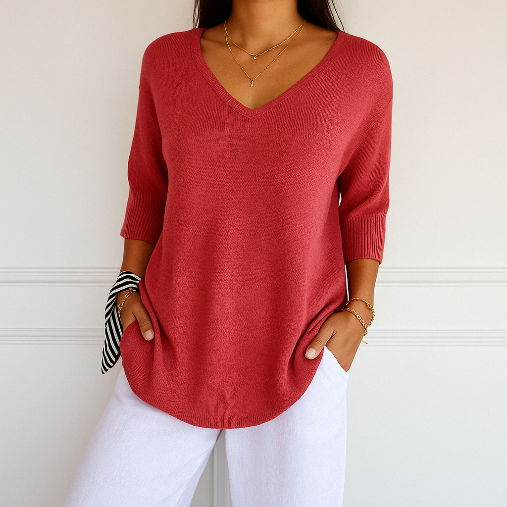 Coraline Women’s V-Neck Jumper – Soft Fine Knit Sweater with Elegant Slim Fit