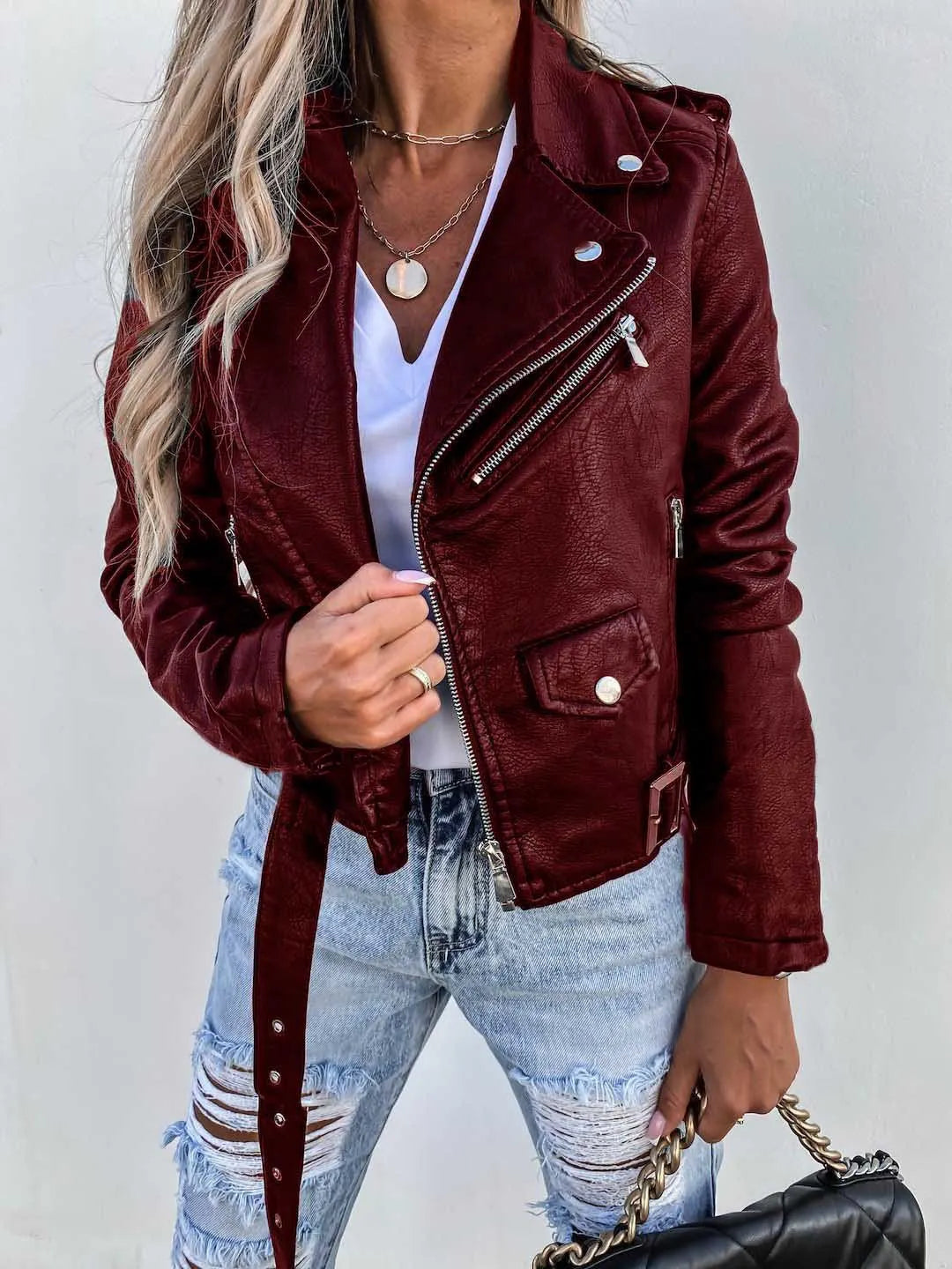 Maxine Women’s Leather Jacket – Elegant Fitted Genuine Leather Jacket for Chic Looks