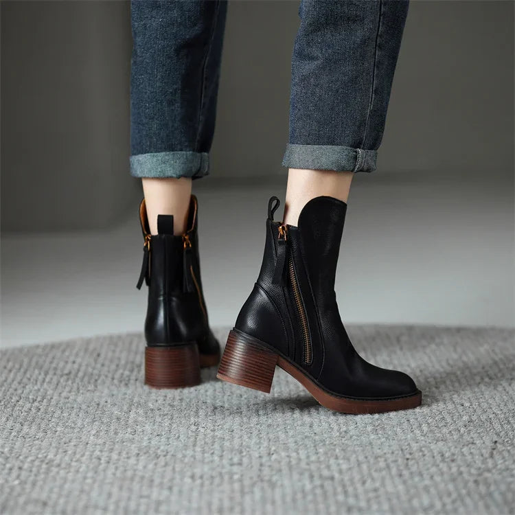 Kailani Women’s Leather Ankle Boots – Elegant Comfortable Premium Chelsea Booties