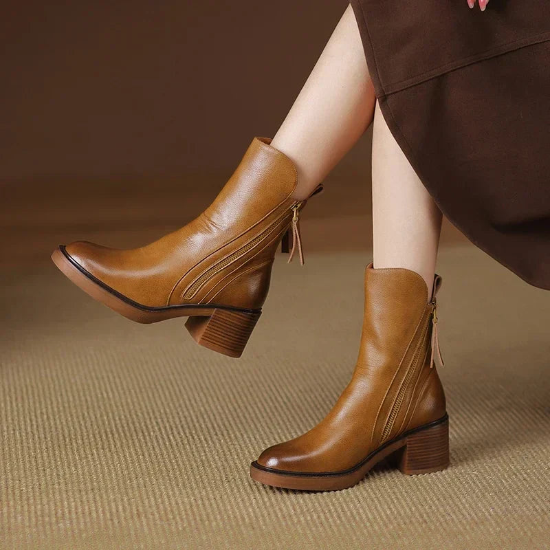 Kailani Women’s Leather Ankle Boots – Elegant Comfortable Premium Chelsea Booties