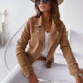 Marigold Women’s Biker Jacket – Slim Fit Faux Suede Camel Moto Jacket