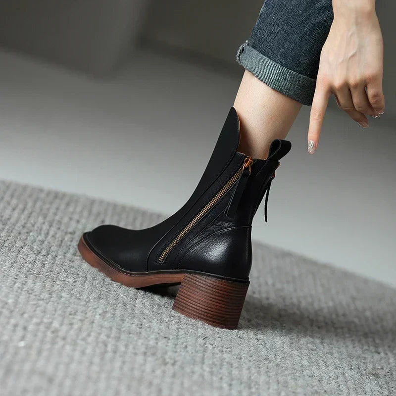 Kailani Women’s Leather Ankle Boots – Elegant Comfortable Premium Chelsea Booties