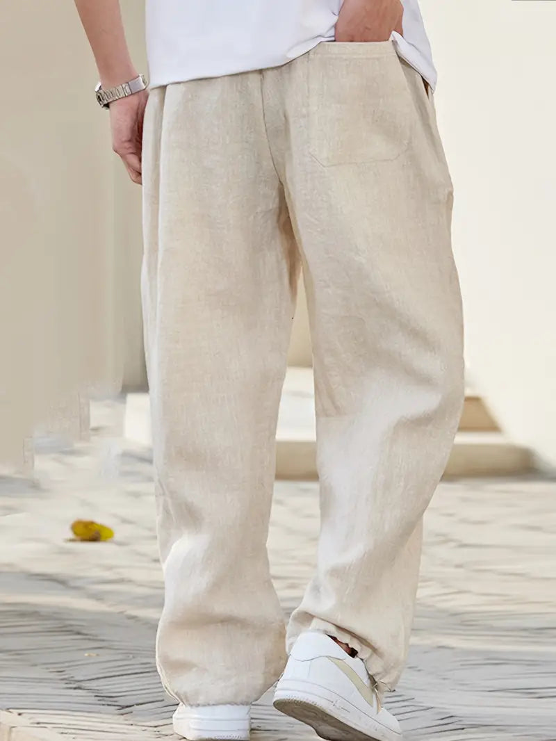 Liam Men’s Linen Trousers – Breathable Relaxed Fit Summer Pants with Wide Leg