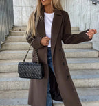 Grace Women’s Wool Coat – Double-Breasted Long Winter Coat with Elegant Tailored Fit