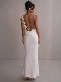 Marie Women’s Satin Evening Dress – Elegant Maxi Gown with Draped Neckline