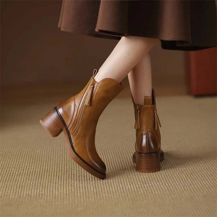 Kailani Women’s Leather Ankle Boots – Elegant Comfortable Premium Chelsea Booties