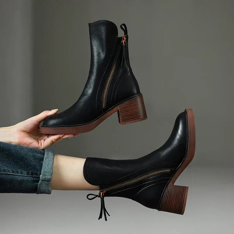 Kailani Women’s Leather Ankle Boots – Elegant Comfortable Premium Chelsea Booties